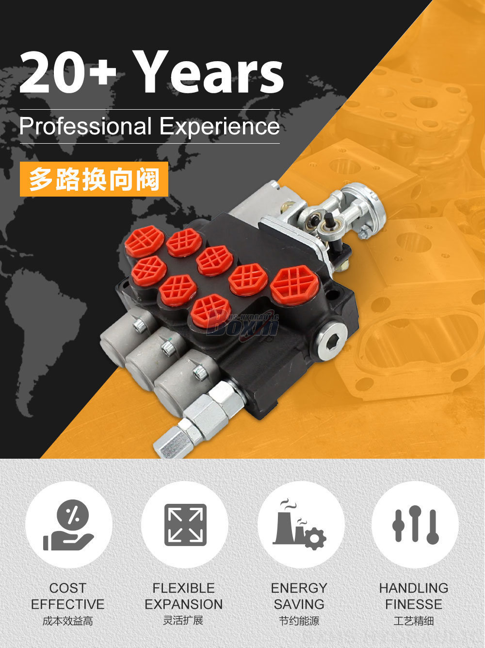 P40 Manual and Joystick 3 Spool Monoblock Directional Valve | Manufacturer & Global Supplier